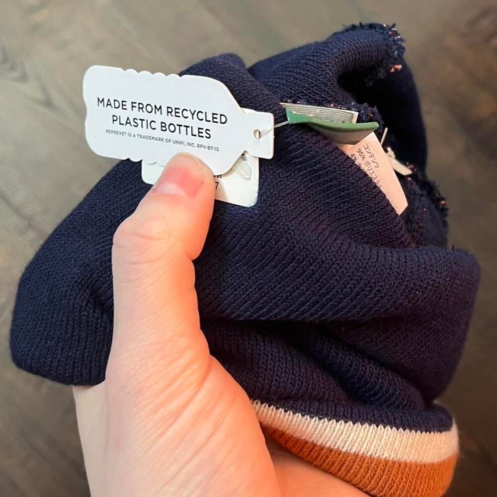 L.L.Bean Cursive Knit Pompom Beanie with Striped Cuff - Picture 7 of 7